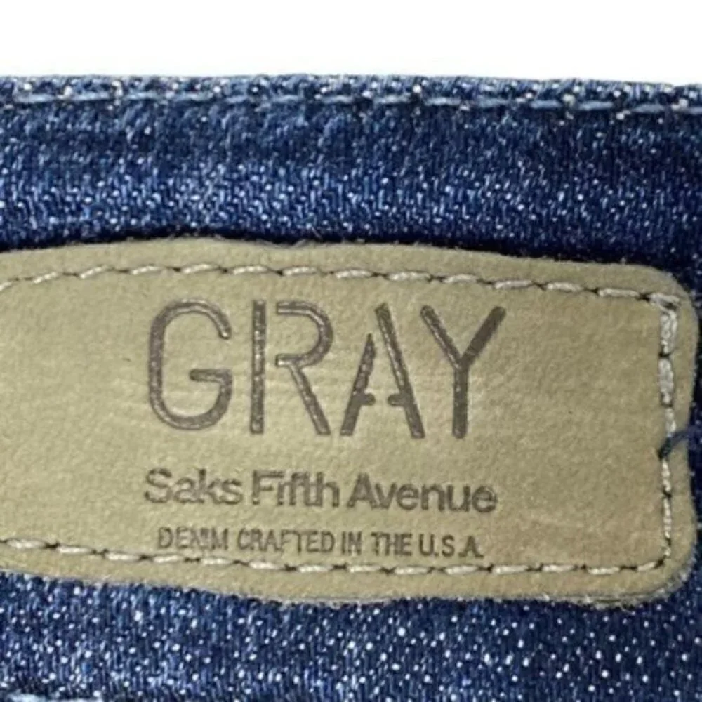 Saks Fifth Ave Gray Brand Distressed Skinny Blue Jeans 26